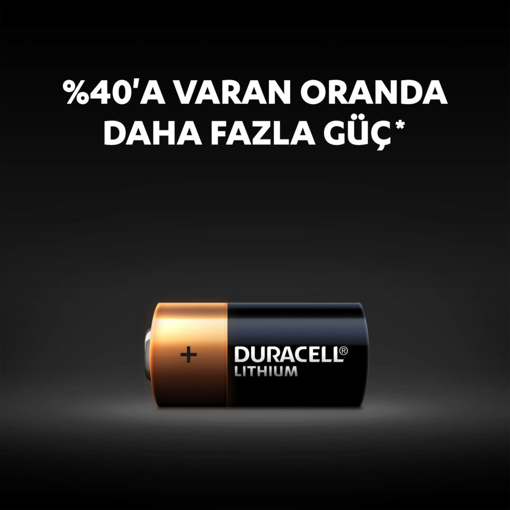 Duracell Yüksek Güçlü Lityum 123 Pil, rakiplerinden% 40'a kadar daha fazla güç sağlar