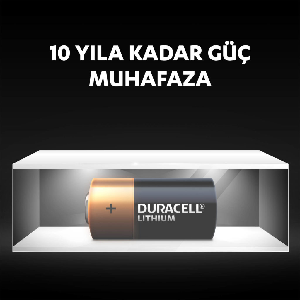 Duracell Yüksek Güçlü Lityum 123 Piller, ortam deposunda 10 yıla kadar taze kalır ve güç sağlar