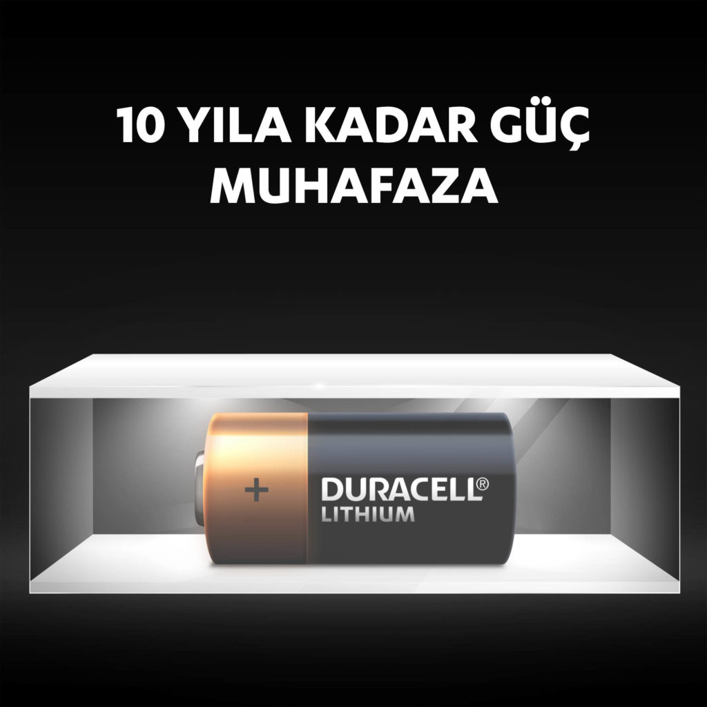 Duracell Yüksek Güçlü Lityum CR2 Piller, ortam deposunda 10 yıla kadar taze kalır ve güç sağlar